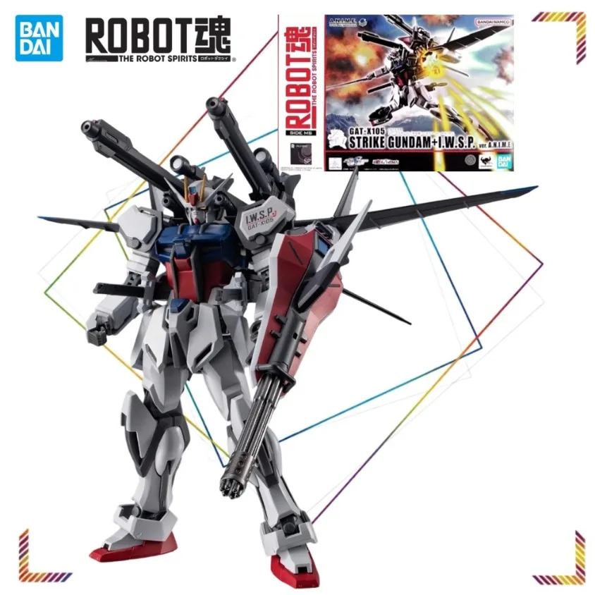 BANDAI ROBOT Spirits GAT-X105 Strike Gundam + I.W.S.P. Ver. A.N.I.M.E. Bonecos de Ação Gundam SEED: Brinquedo Colecionável