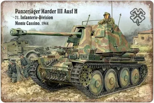 Metal sign - Panzerjäger Marder III, Monte Cassino 1944 Aluminum
