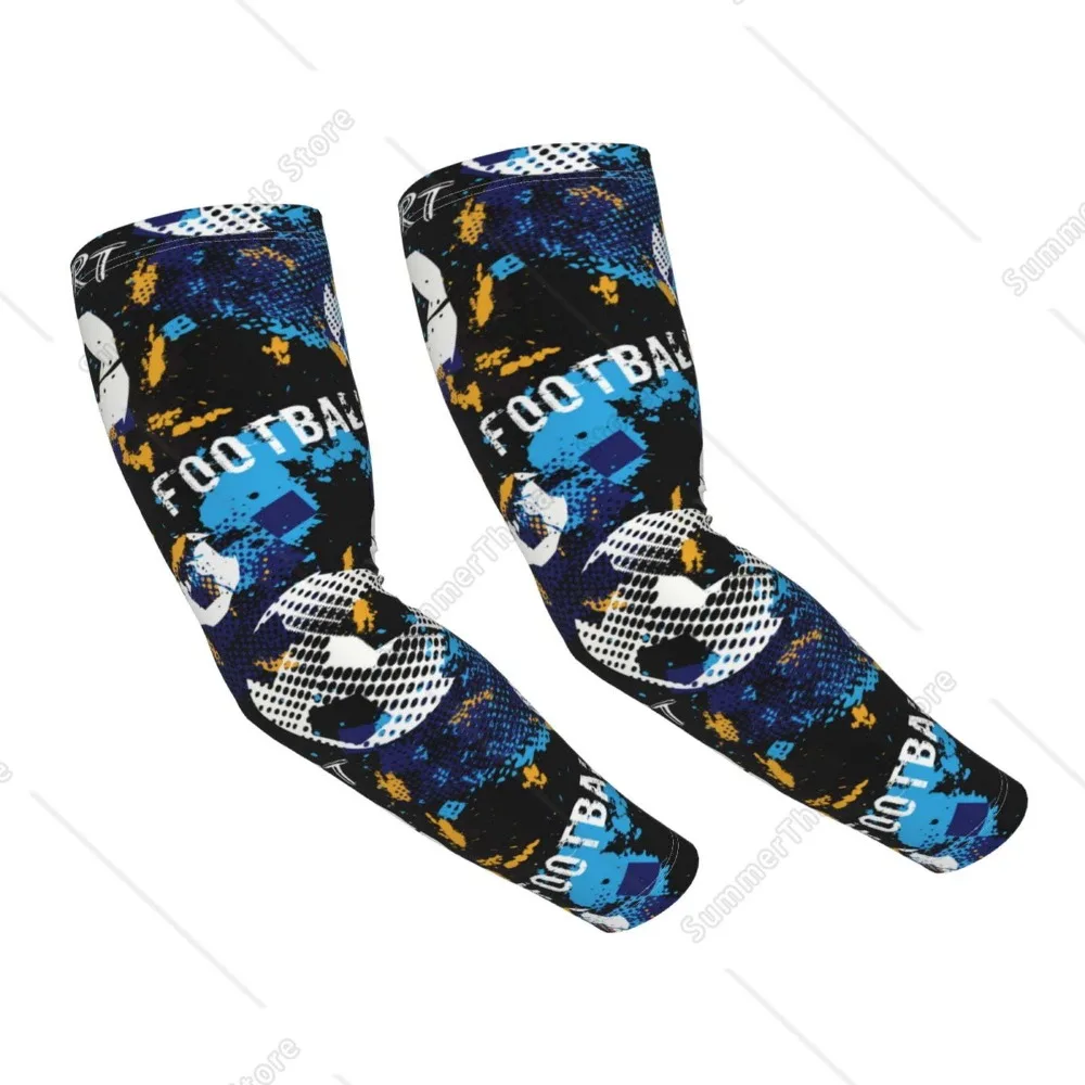 

Football Player Adult Ice Silk Sunscreen Arm Cover with Thumbhole, Cooling Compression Arm Cover for Fishing