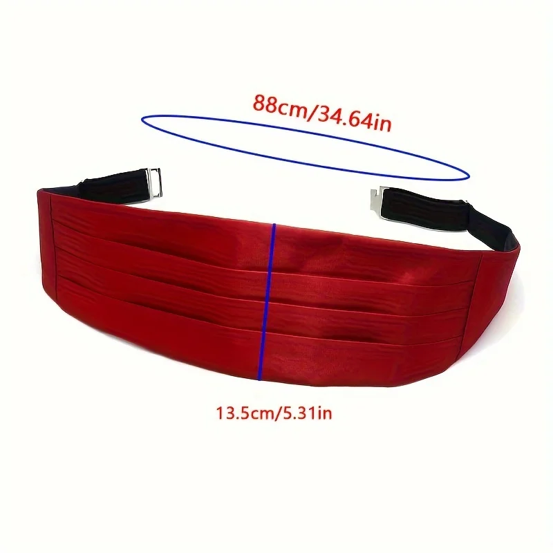 Men\'s Satin Waistcoat for Formal Wear, Pure Color Waist Belt for Latin Dance, Suitable for Groom and Best Man on Wedding Day