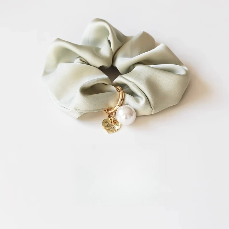 Chouchou en satin premium avec fausses perles, élastique minimaliste pour queue de cheval, pour femme, nouveauté 2025, usage quotidien, antidérapant, doux