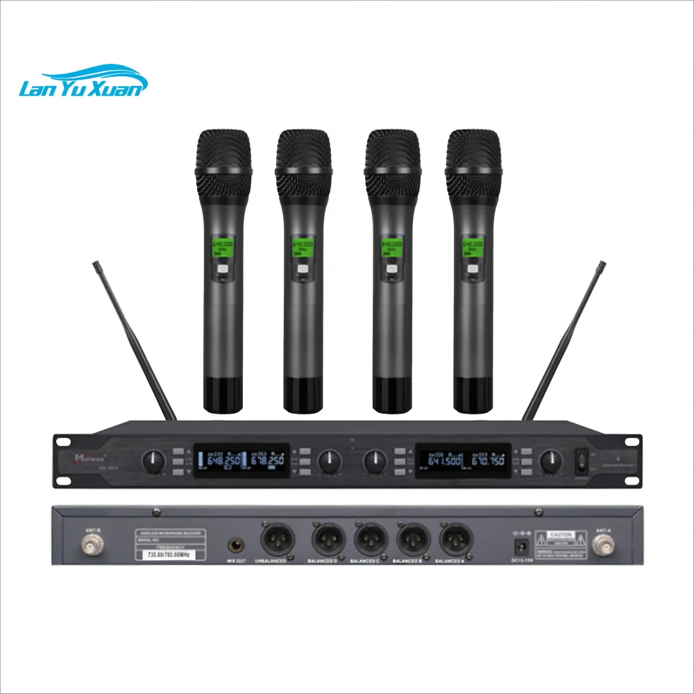 

Factory 4 Channel Wireless Microphone System High Quality for Widely Usage