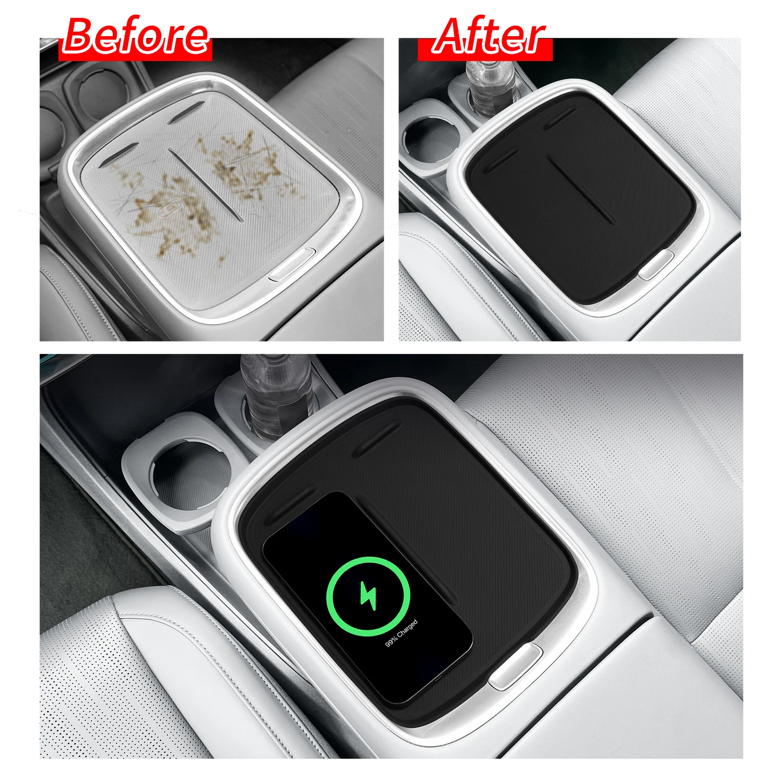 LUCKEASY for Leapmotor B10 2025 2026 Car Anti Dirt Pad Mobile Wireless Charging Anti-Slip Mats Interior Accessiories Silicone