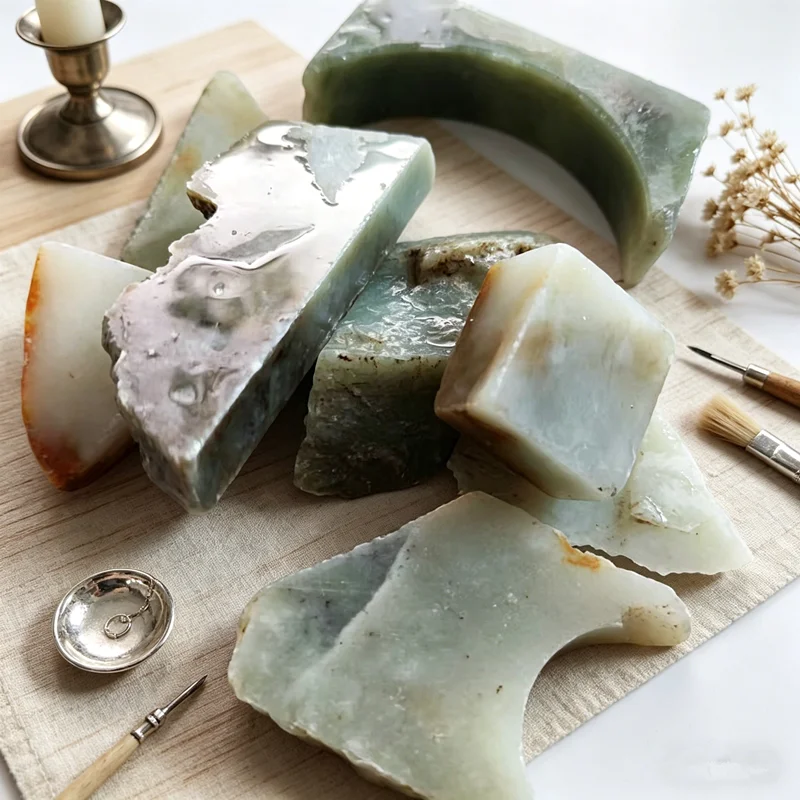 Natural Hetian Jade Nephrite Jade Stone Mineral Specimen for Jewelry Making Home Decor & Stone Carving Practice for Beginners