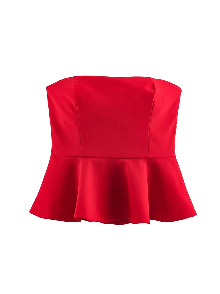 Summer Women's Strapless Tank Tops 2026 Sexy Dot Skirt Hem Vest Female Chic Slim Fit Sleeveless Backless Top Clothes New