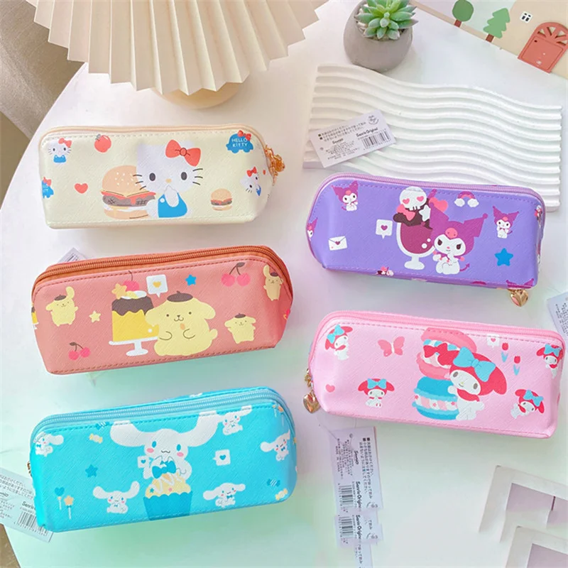 5 pcs/lot Sanrio Kuromi Melody Cinnamoroll Kitty Pencil Case Cute Pencil Box Stationery Pen Bag Stationery School Supplies