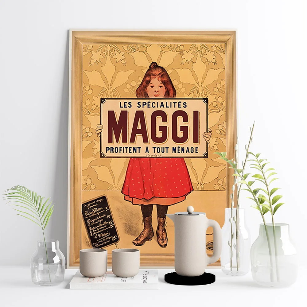 Kitchen Seasoning Food Vintage Advertising Print Art Poster Little Girl Wall Stickers Decor Canvas Painting