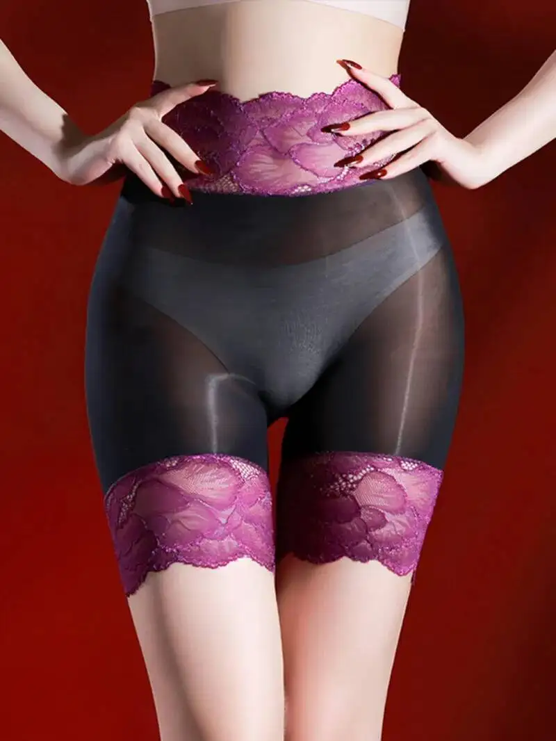 투명하고 반짝이는 플랫 앵글 속옷 섹시한 레이스 미드 웨이스트 울트라씬 실키 스무스 메쉬 레이스 섹시 여성 시어 쇼츠 2025 86HX