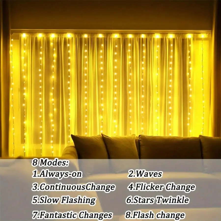 Solar-Vorhangleuchten: Wasserdicht, langlebig, weiß/gelb/farbig, solarbetrieben (Garten-/Hochzeits-/Party-Dekoration)