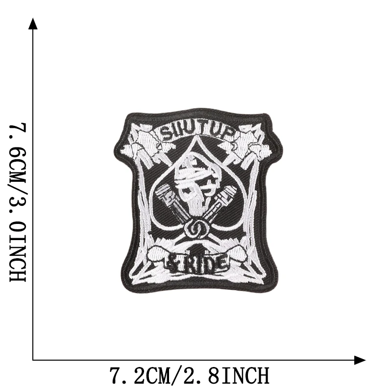 Schwarz-weißer Totenkopf zum Aufbügeln, Rock für Kleidung, bestickt, Mochila-Hut, zum Aufnähen, Patches, Punk-Stoff, Diy, Nas Vendki, Jacken-Aufkleber – Detail 9