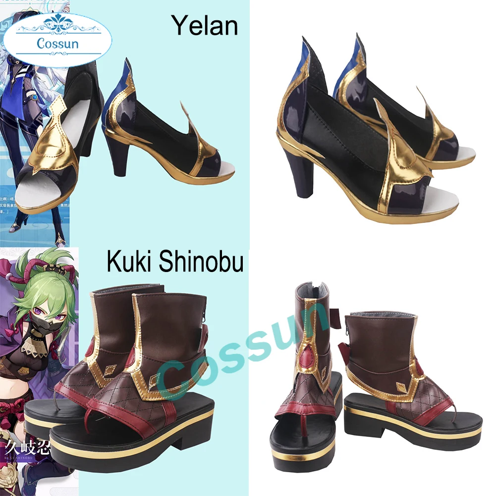 

Genshin Impact Kuki Shinobu/Yelan Cosplay Shoes Hot Game anime women role play costume Pu leather