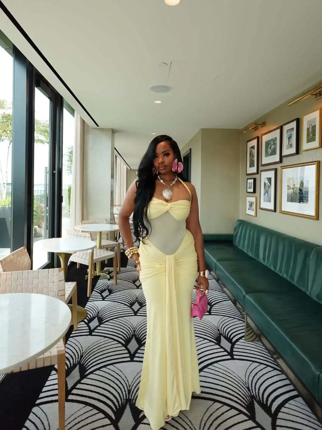 Suninheart ثنيات فستان سهرة ماكسي المرأة أنيقة الرسن فساتين لحضور الحفلات الموسيقية النبيذ المناسبات الرسمية فستان بدون ظهر مثير #4