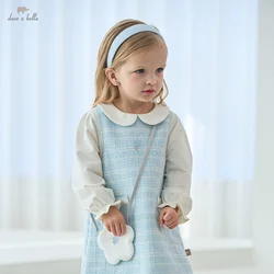 Dave Bella Children's Dress 2025 Spring New Girls Baby Gentle Cute Fake Two piece Baby Elegant Princess Dress Party DB1250299