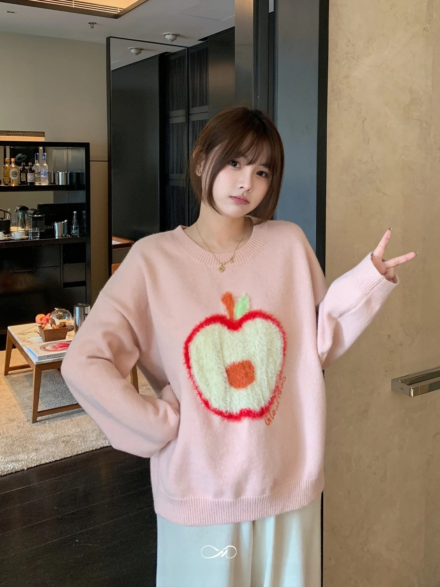 

Женский свитер Maxixe больших размеров с круглым вырезом, новинка, с 3D-принтом фруктов, повседневный, свободного кроя, зимний, утепленный трикотаж