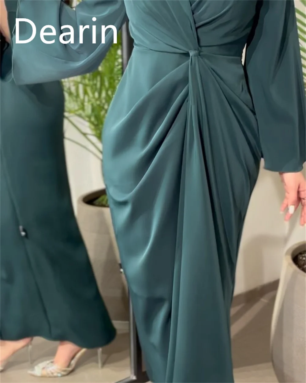 Vestido de baile personalizado dearin com decote em v coluna tornozelo comprimento saias verticalmente sob medida vestidos de ocasião formal arábia saudita noite g