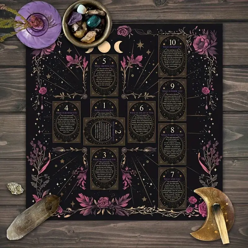 VIKAMA navy blue sea wave occult mermaid spiritual tarot cloth reiki meditation altar cover spiritual altar decor