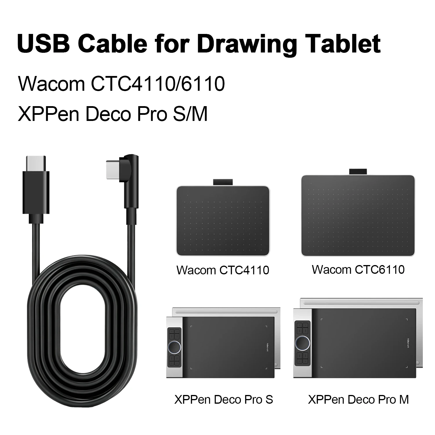 Type-c USB Cable 2 M Suitable for Smartphone/Digital Drawing Tablet XP-PEN/Wacom PTH 460 660 860,PTK470 670 870 Graphic Tablet