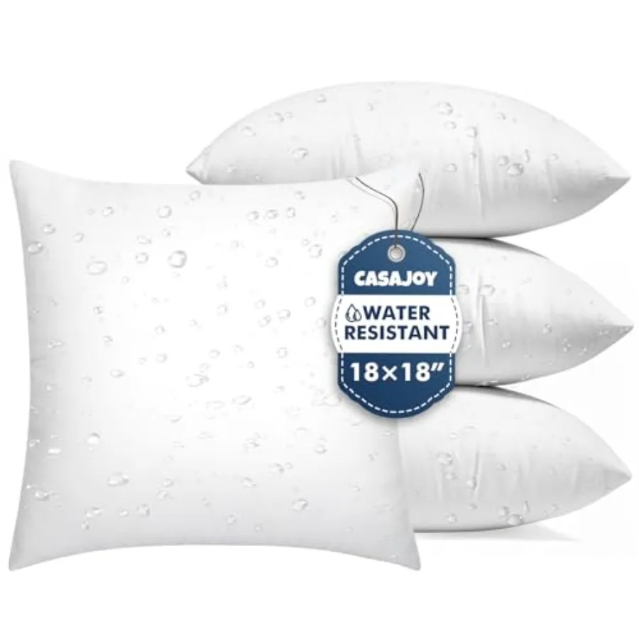 

Pack of 4 18x18 Outdoor Pillow Inserts, Water Resistant Throw Pillow Inserts, Cushion Inner Pads for Patio, Furniture, Sofa, Be