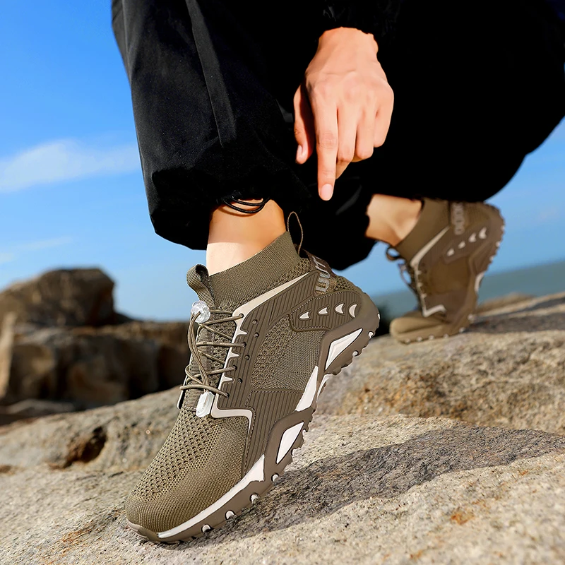 39-46 Size Men's Aqua Shoes Anti-Slip Male Sneakers Mountain Hiking Shoes Quick-Drying Water Shoes Soft Men Casual Sneakers 2026