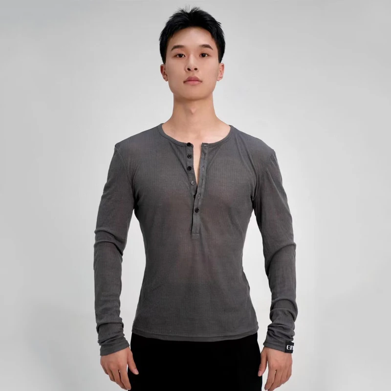 ملابس رقص لاتينية جديدة لعام 2025 للرجال بأكمام طويلة ملابس ممارسة فضفاضة تشاتشا سامبا تانجو ملابس رقص لاتينية للرجال البالغين DQS17345