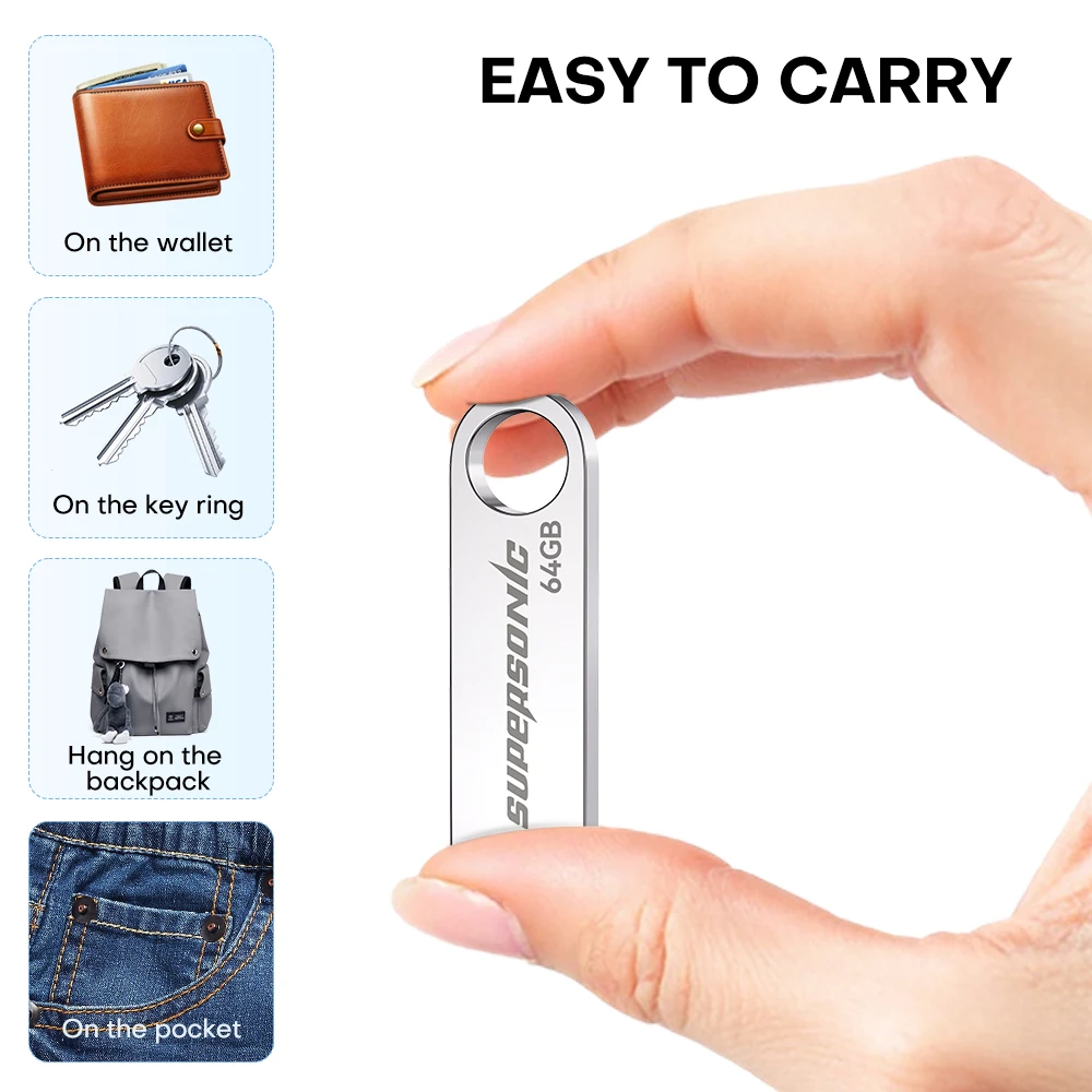Supersonic USB-Flash-Laufwerk 2.0 High Speed Key USB Memory Stick Tragbarer Pen Drive 16G 32G 64G 128G Mini-USB