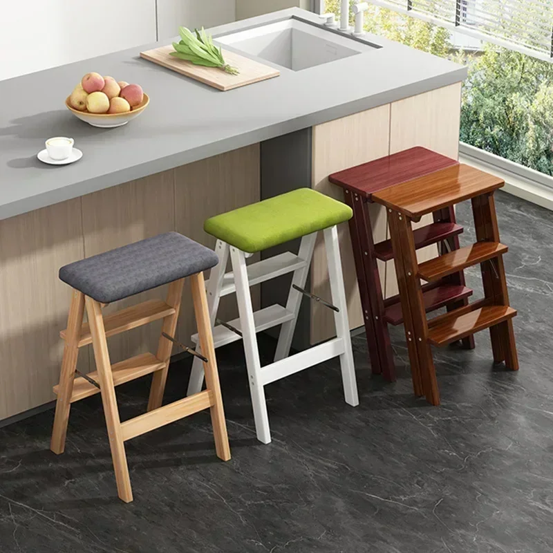 Nordic Simple Foldable Step Stool Household Kitchen Bar Climbing Three Step Ladder Bench Multifunctional Cash Register Chair