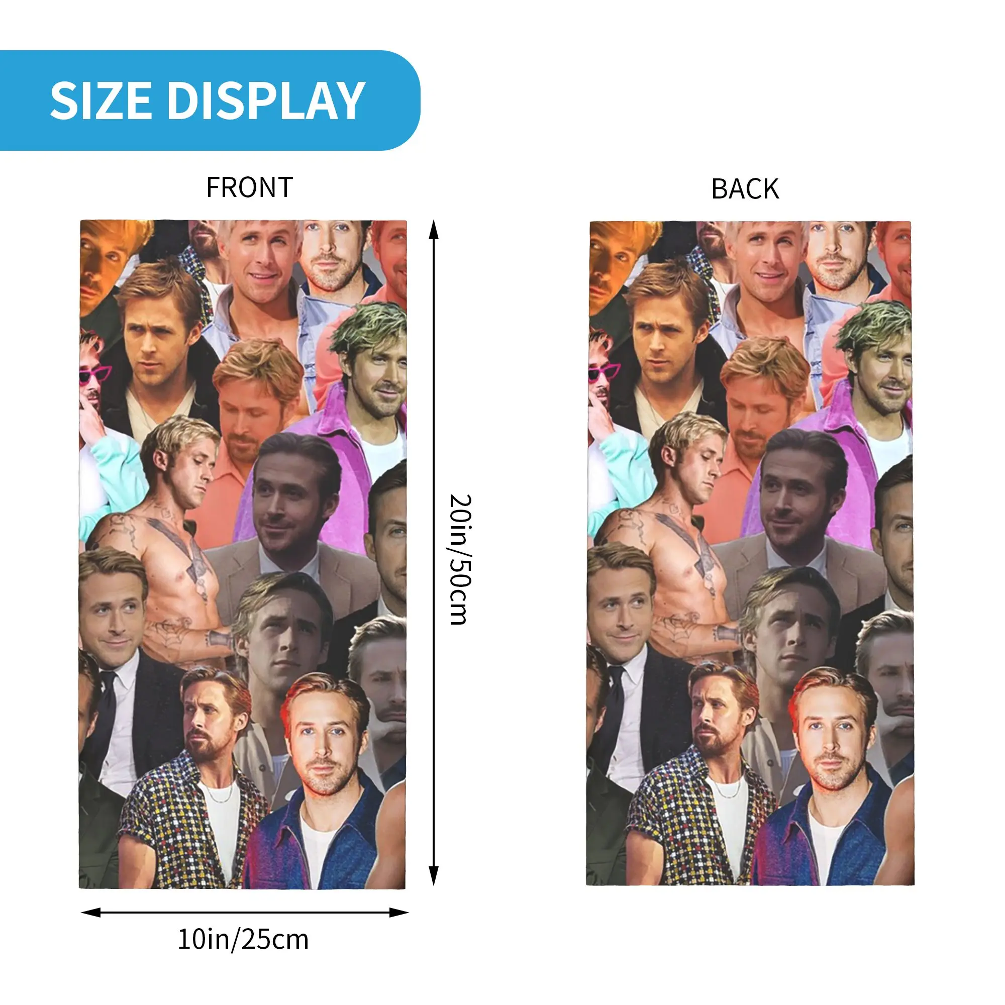 Ryan Gosling Photo Collage Bandana Neck Gaiter Printed Face Scarf Multifunction Headwear Hiking Fishing Unisex Adult Winter