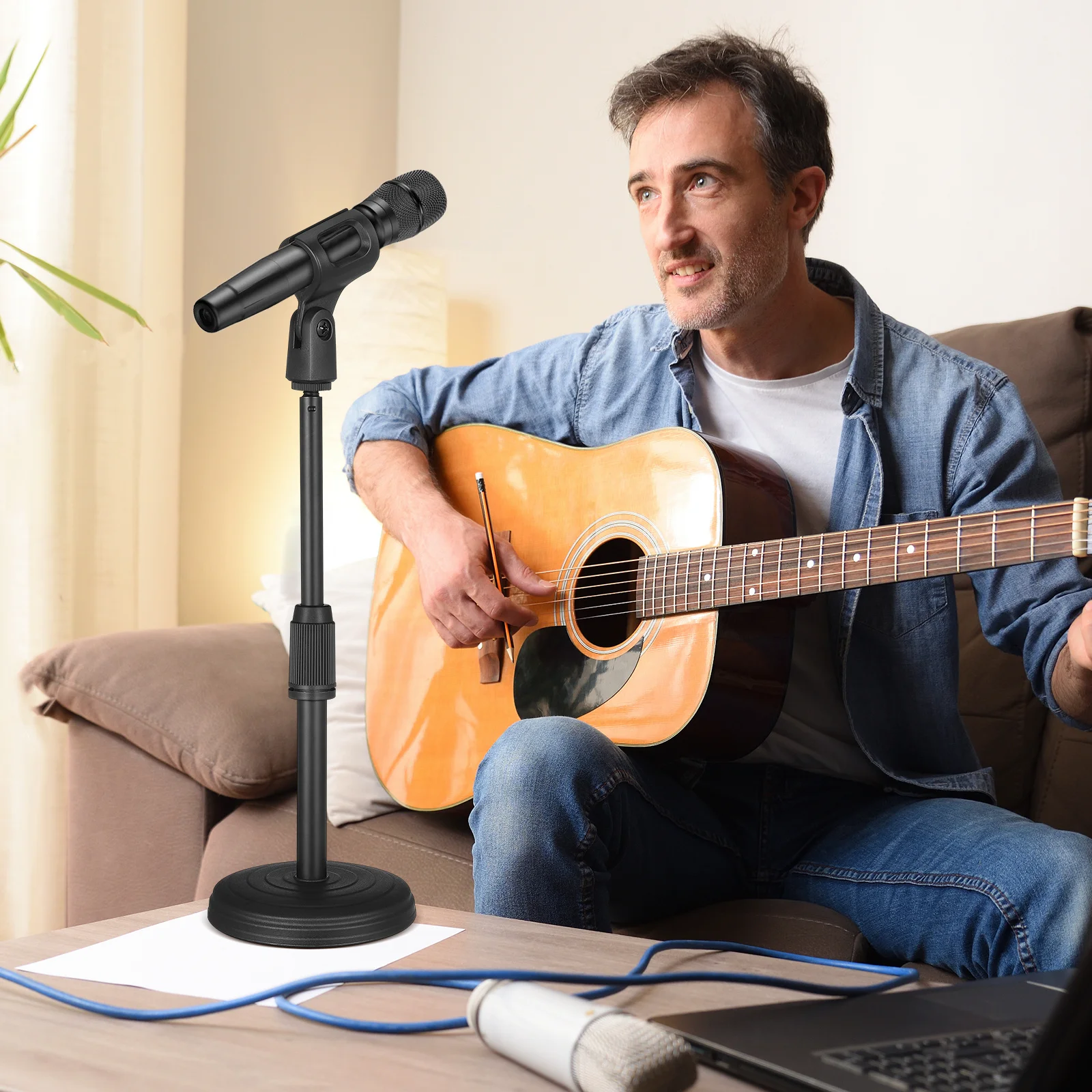 

Desktop Microphone Adjustable Height Table Clip For Recording Conference Live Streaming Mic Stand Desk Adjustable Desktop