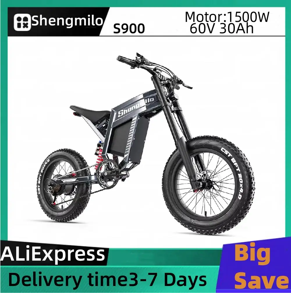 

Shengmilo S900 Adult E-Bike 1500W Motor Ebike Men's E-Mountain ebike 60V30AH Battery Electric bicycle,20" Fat Tire Electric Bike