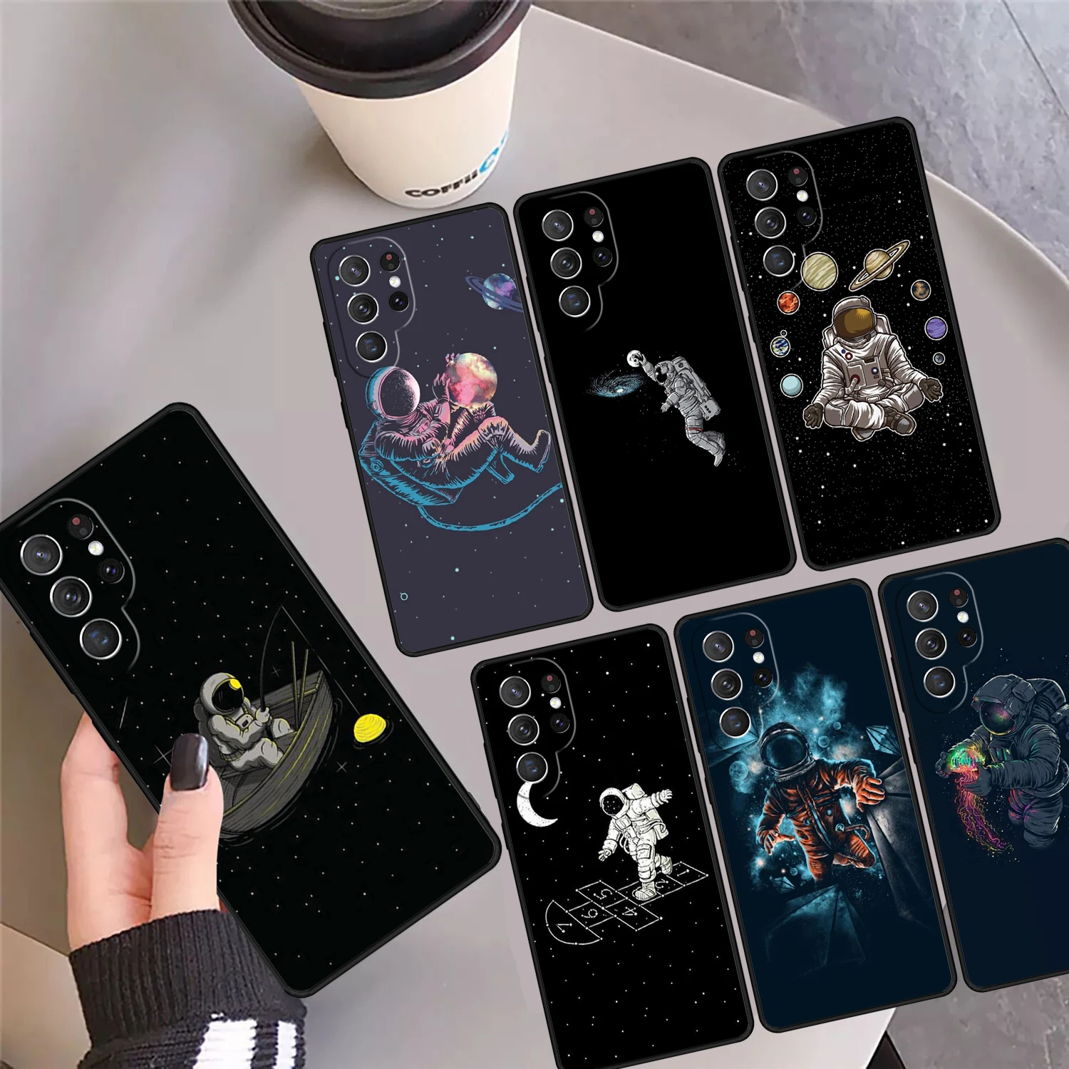 

Space Astronaut illustration Phone Case Cover For Samsung Galaxy S24 S25 Ultra 23 S22 Plus S21 FE S20 Note 10 Pro 20