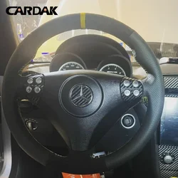 블랙 스웨이드 가죽 자동차 핸들 커버, 메르세데스 벤츠 C 클래스 W203 SLK 클래스 R171 SLK200 2004-2008 C230 컴프레서