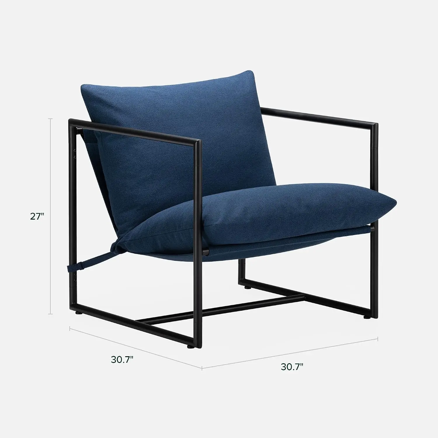 Aidan Sling Accent Chair, Metal Framed Armchair with Shredded Foam Cushioning, Navy