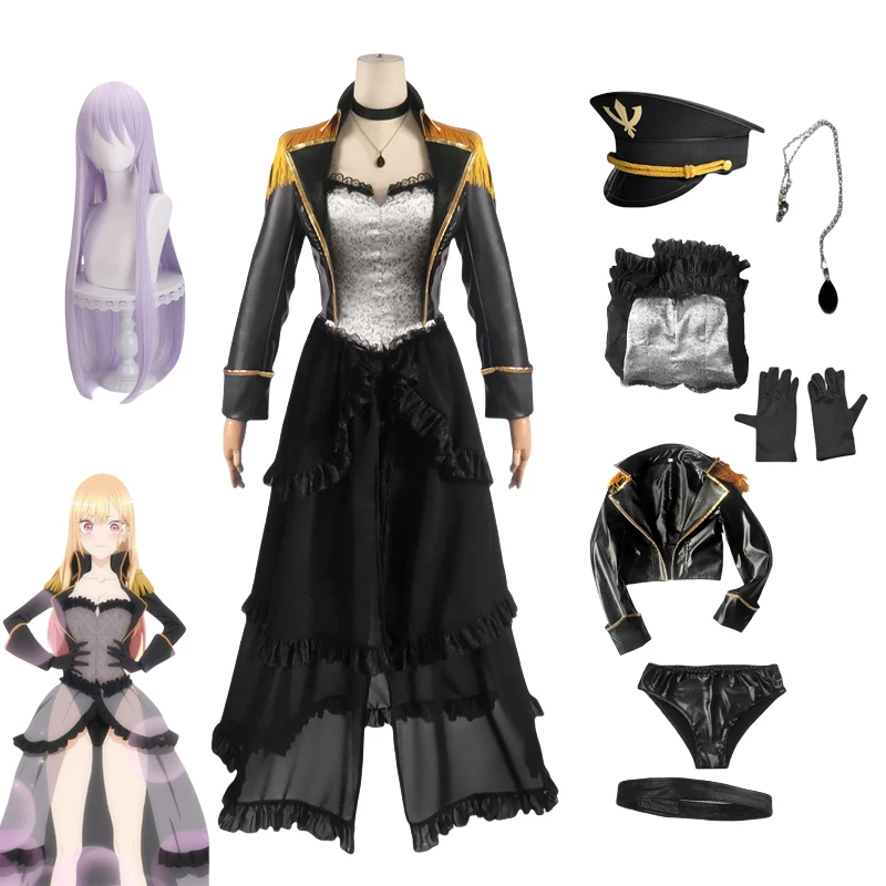 

My Dress-Up Darling Cosplay Costume Kitagawa Marin Military Uniform Sexy Black Lobelia Neo Cosplay Sono Bisque Doll Wa Koi Wo