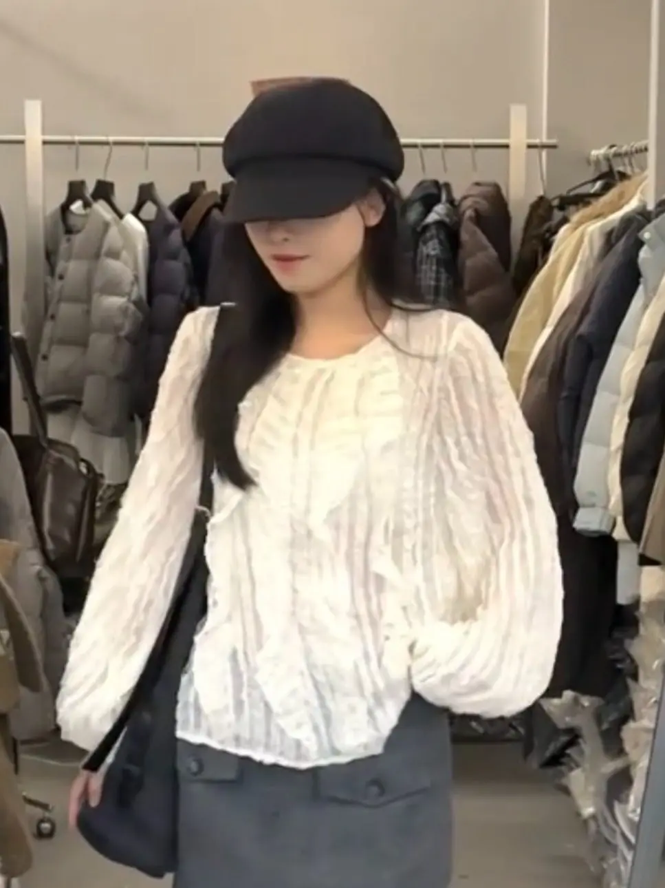 

Korean Sle Lantern Sve round Ne Women's Base irt Spring Faion Unique l Top Lace irt Girls Regular Length