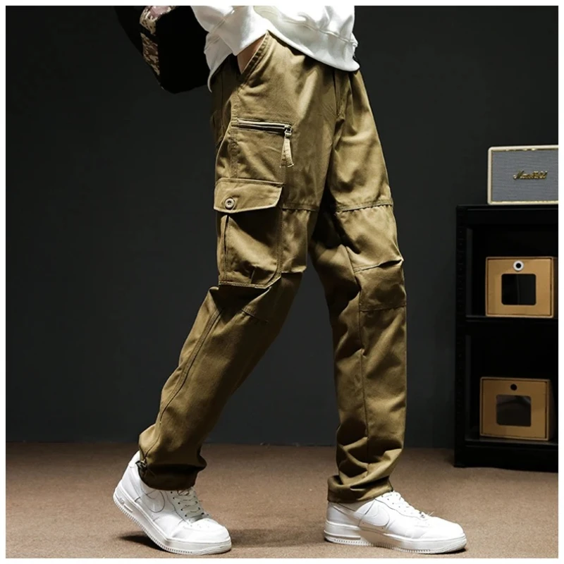 Men's 100% Cotton Cargo Pants All Seasons Trendy Breathable Wear Resistant Trousers Simple Versatile Multiple Colors Available - view 3