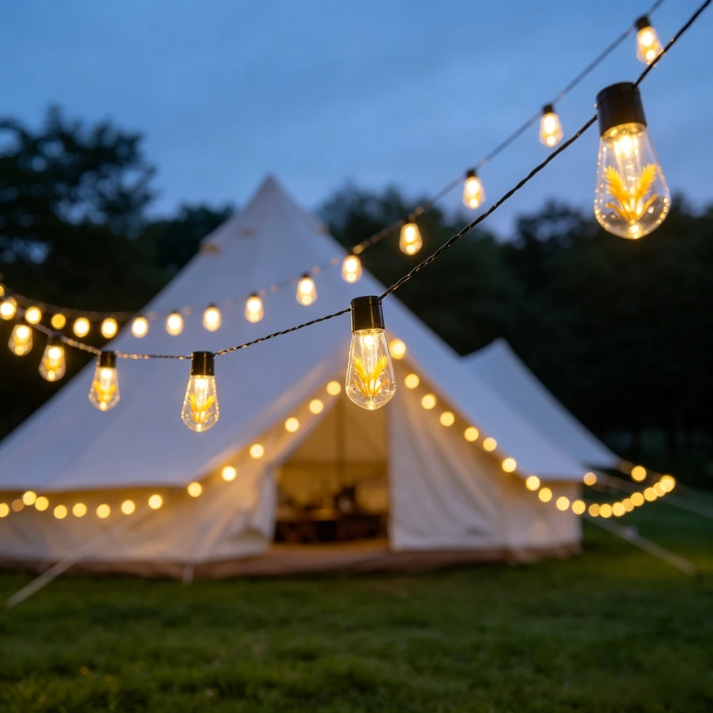 1PC 20/10LED Solar Wheat Ear Papaya Shape Outdoor String Lights, Waterproof Bulb LED Fairy Lights for Fence Patio Garden  Decor