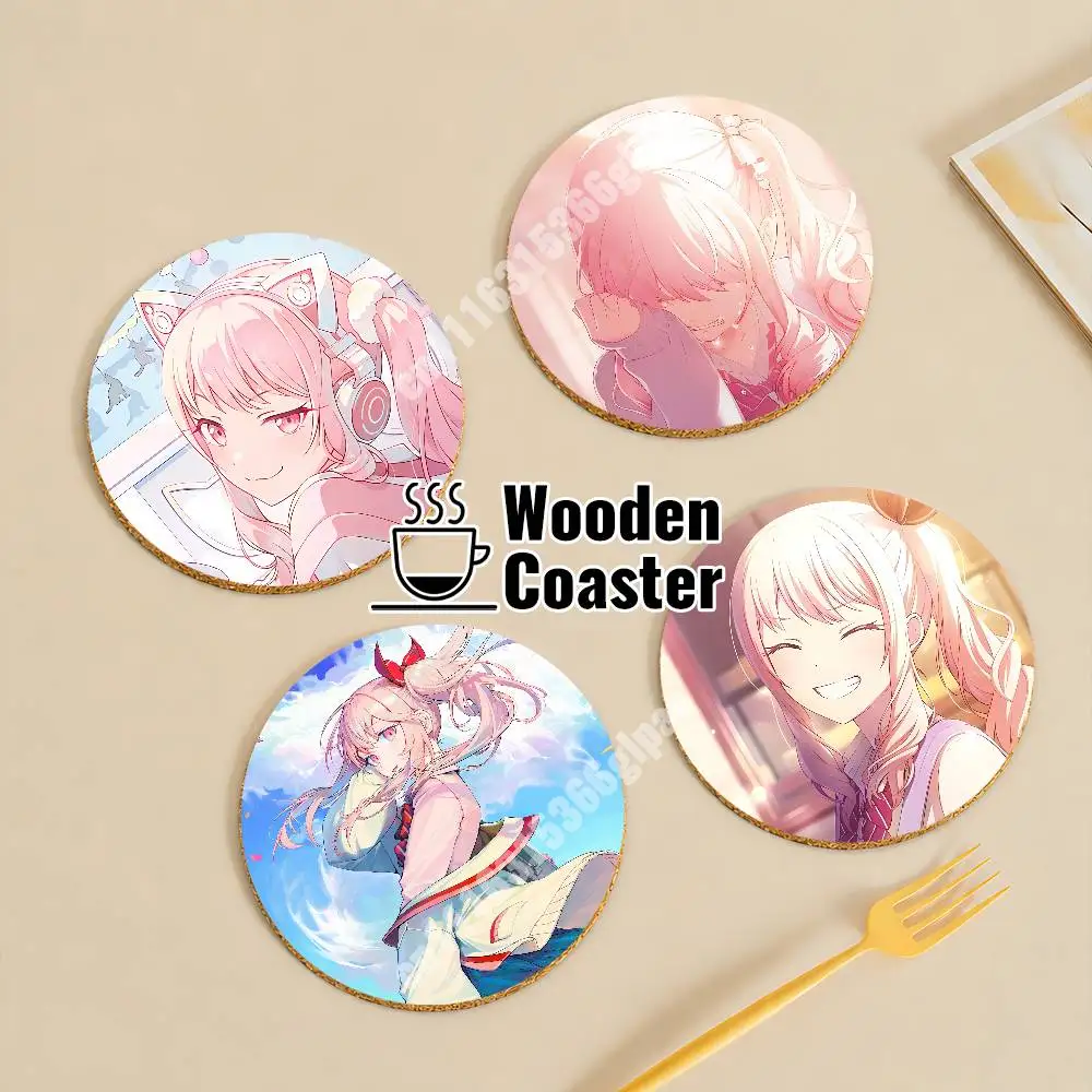 P-Project Sekai Akiyama Mizuki 25 Nightcord Wooden Cup Mat Espresso Whiskey Soda Water Coaster for Dessert Store