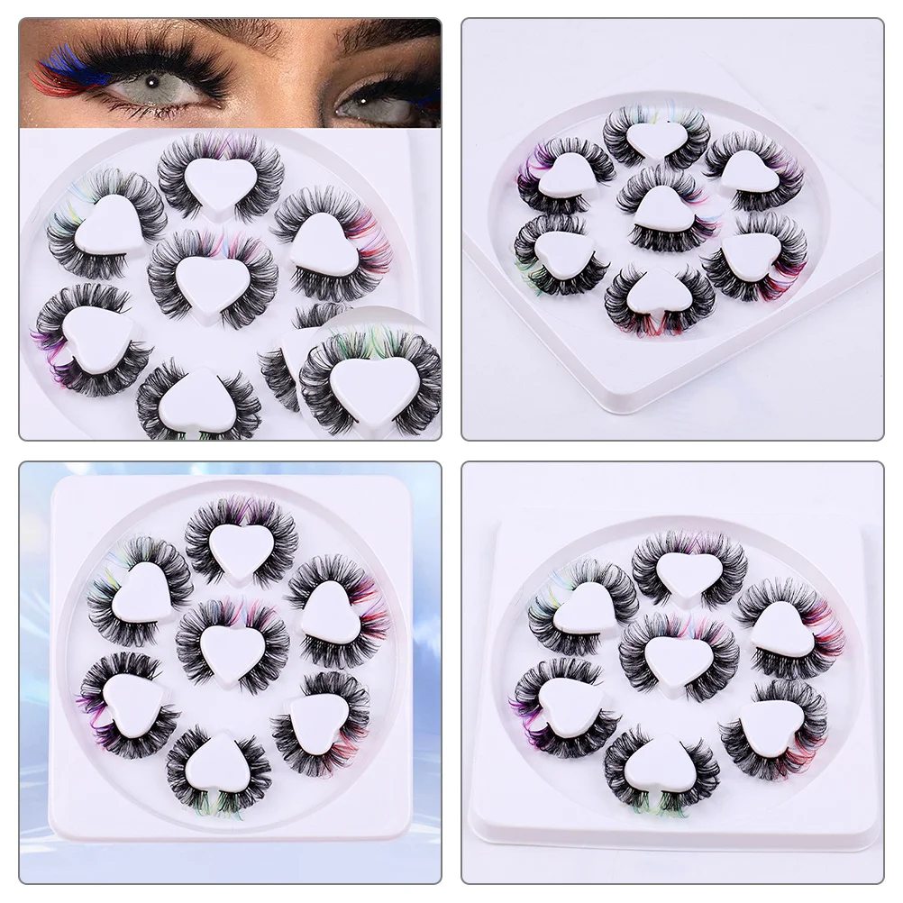 7 ペアのつけまつげエクステンション カラーカーリー 軽量 女性ファッション アイエンハンサー パーティー 特別イベント メイクアップまつげ用