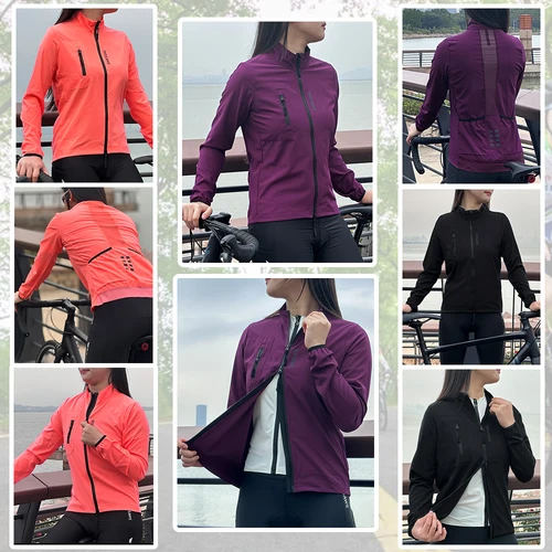 Imagen 2 del producto WOSAWE, chaqueta de ciclismo para mujer, cortavientos repelente al agua, ropa de ciclismo para correr, montar en bicicleta de montaña y carretera, chaqueta de viento, abrigo para bicicleta