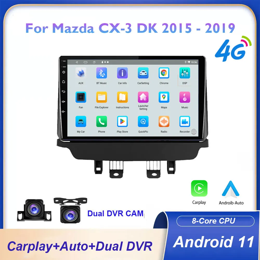 

CarPlay IPS DSP Android 11.0 Car Radio For Mazda CX-3 CX3 Mazda 2 DK 2014-2021 GPS Multimedia Player Navigation 1280*720P DVD