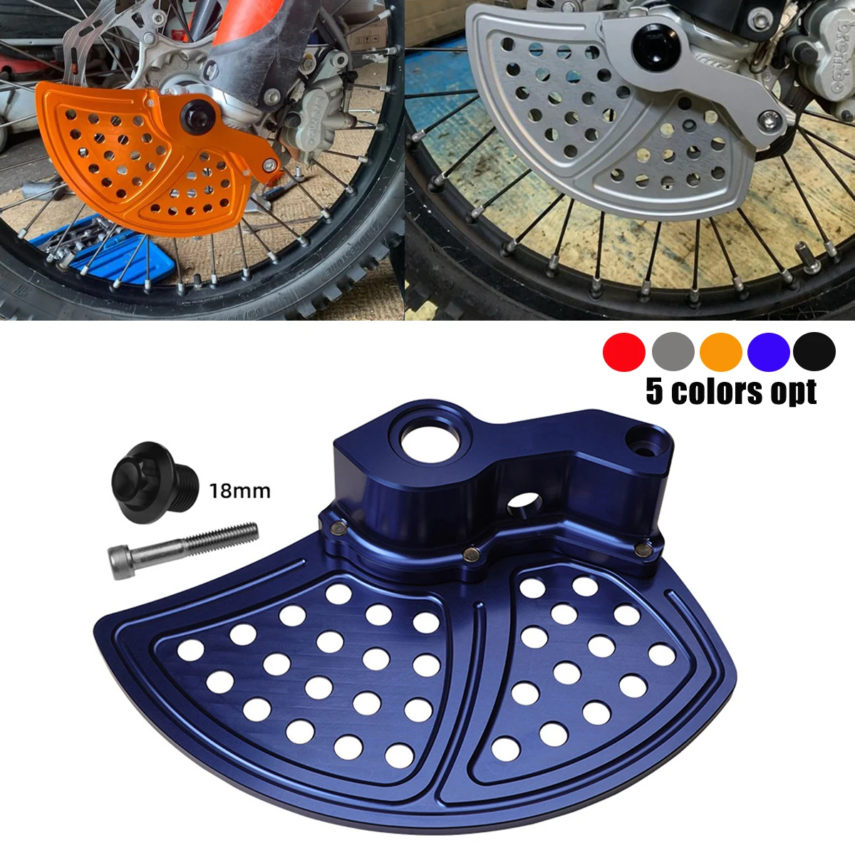 

Motorcycle Accessories CNC 18MM Axle Front Motorcycle Front Brake Disc Guard Cover Protector For HengJian Z300 For KaiXi 320
