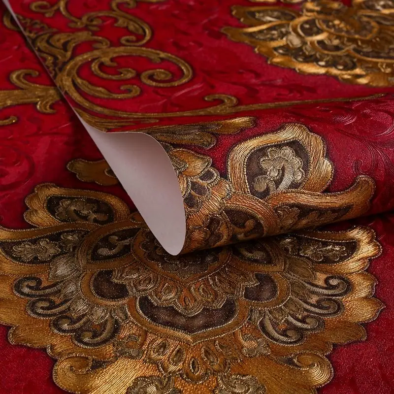 Europese Stijl Luxe Damast Behang Roll 3D Reliëf Pvc Verdikte Muurschildering Decor Wallpapers voor Woonkamer Slaapkamer