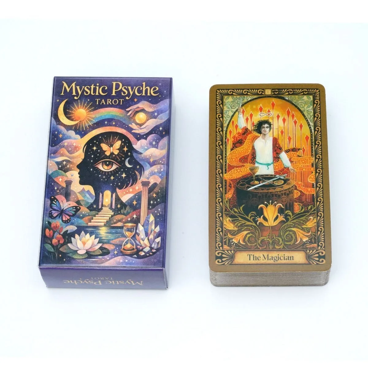 Mystic Psyche Tarot Deck – 78-Card Set for Intuitive Wisdom, Spiritual Growth, and Archetypal Exploration 10.3*6cm