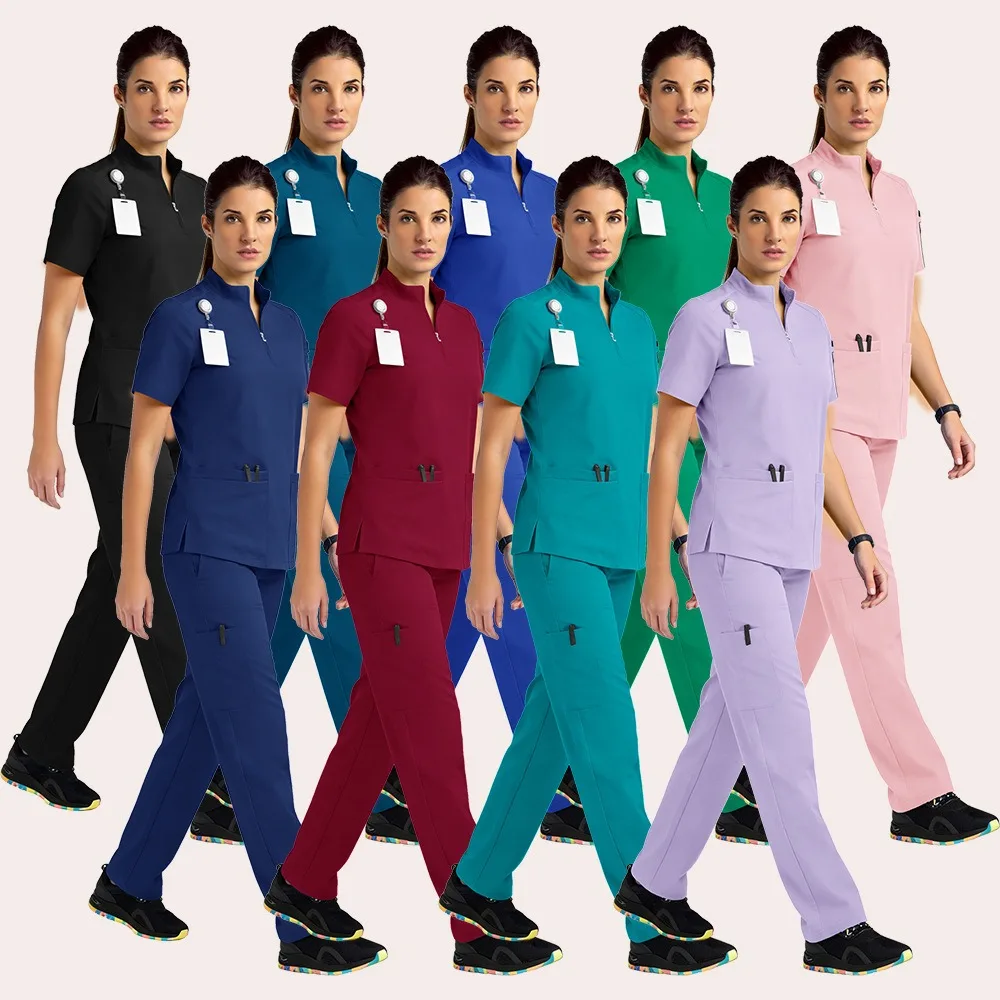 Multicolor Unisex Short Sleeved Pharmacy Nurse Uniform Hospital Doctor Workwear Oral Dental Surgery Uniforms Medical Scrubs Sets