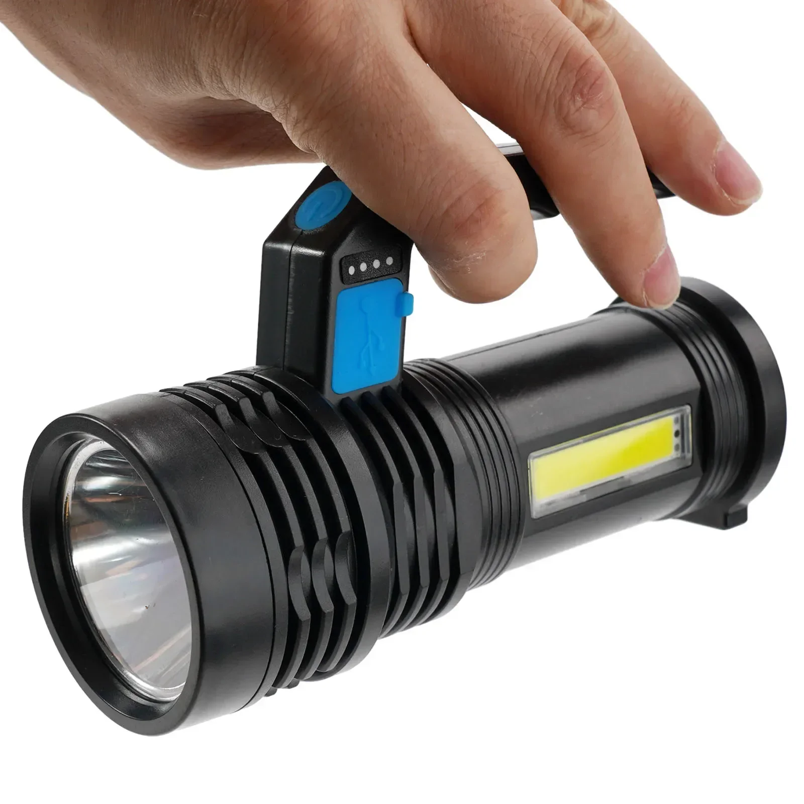 Life Waterproof Flashlight Portable Searchlight High Power High Transmittance Glass LED Strong-Low-Strobe-Side TANJE