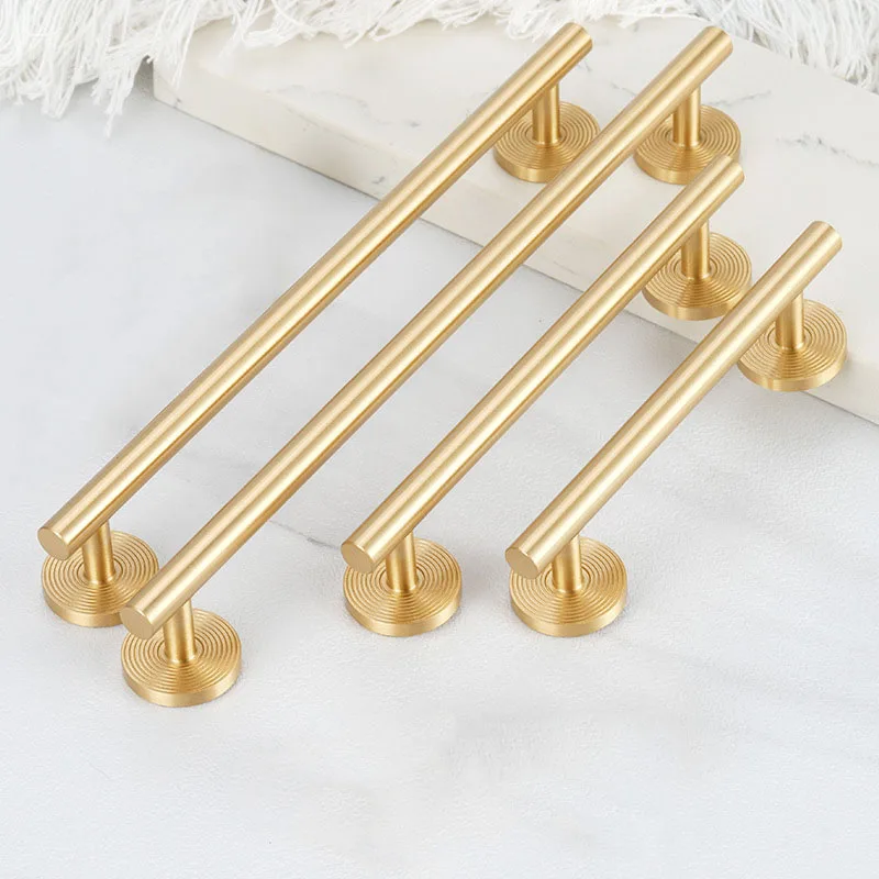 France Style Satin Gold Cabinet Handle Brass Kitchen Drawer Knobs Furniture Door Bar Pull 130mm-510mm Brass Hardware