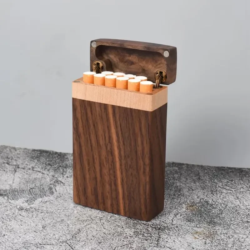 High Quality Black Walnut Wooden Luxury Portable Cigarette Case Premium Smoking Cigar Storage Packaging Box Gift for Man & Women