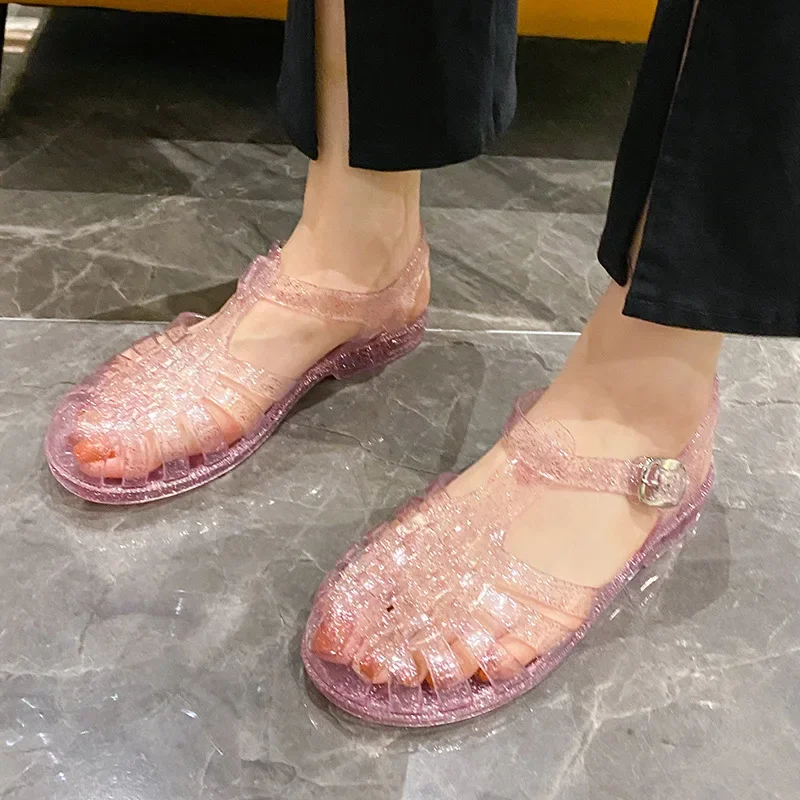 Plastic Sandals Women Summer Shoes Promotion Ladies Casual Flat Hollow Jelly Sandal Beach Shoes Sandalias De Mujer