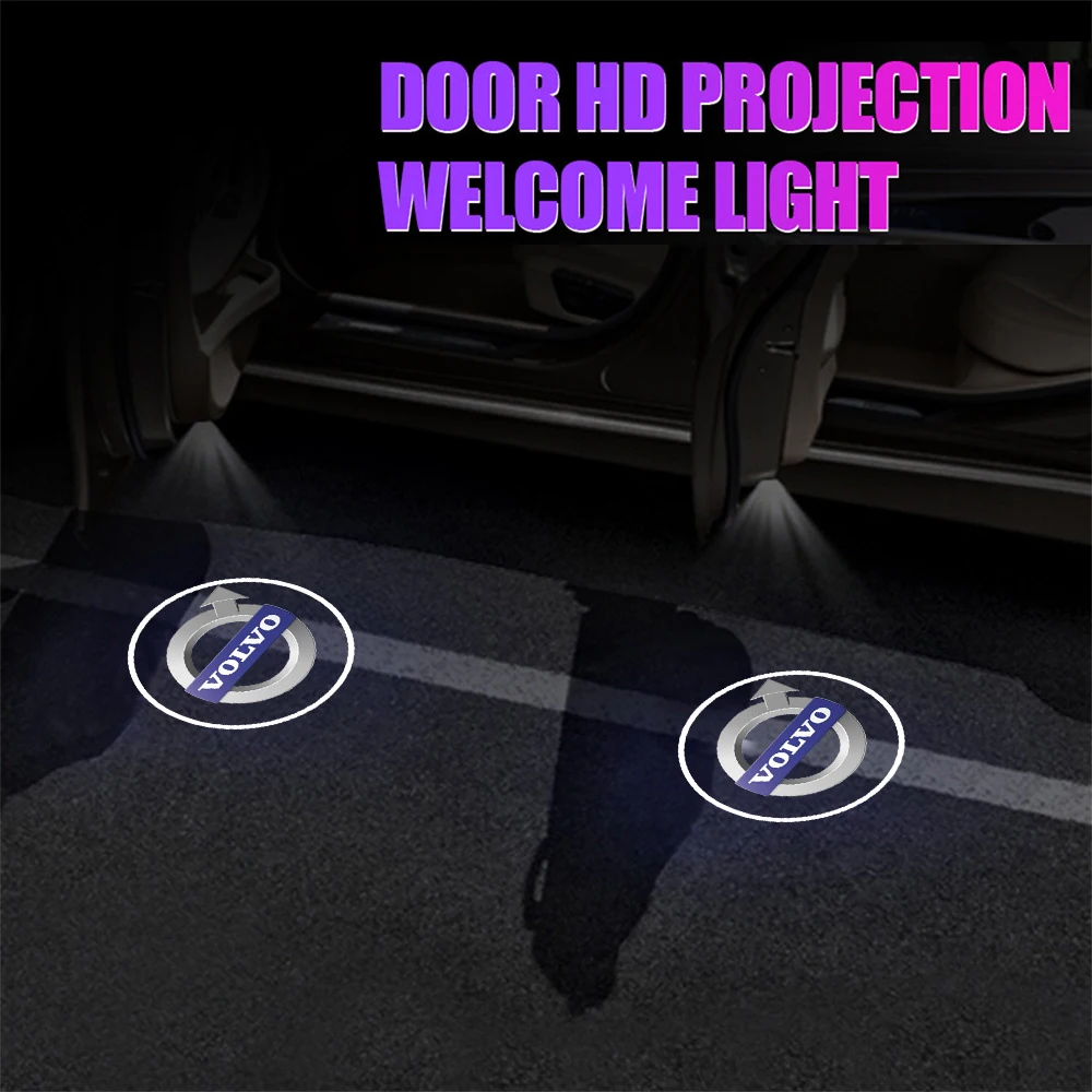 1/2pcs HD Car Door Induction Magnetic Welcome Lamps For Volvo R Design T6 AWD C30 C40 C50 C70 S40 S60 S70 S80 S90 V40 V50 V60