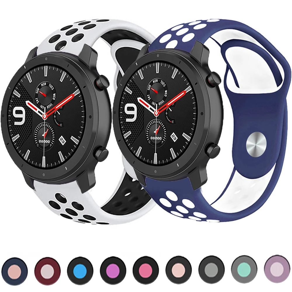 22mm 20mm Silicone Strap for Amazfit GTR 47mm/GTR 4 3/GTS 4 mini 3/Active 2 Breathable wristband for Amazfit Helio/Balance/Bip 6